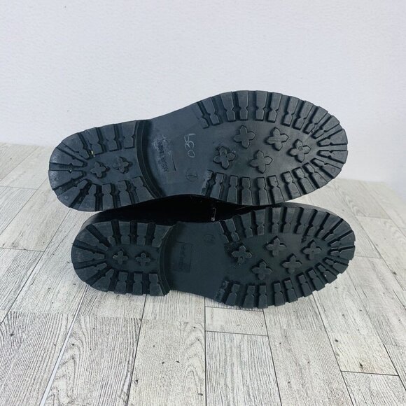 Nine West Womens Ankle Combat Boots Size 7 Black Glossy Parachute Red Winter - Picture 10 of 16